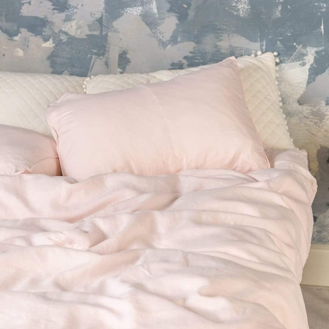 Blush European Linen Duvet Cover Set