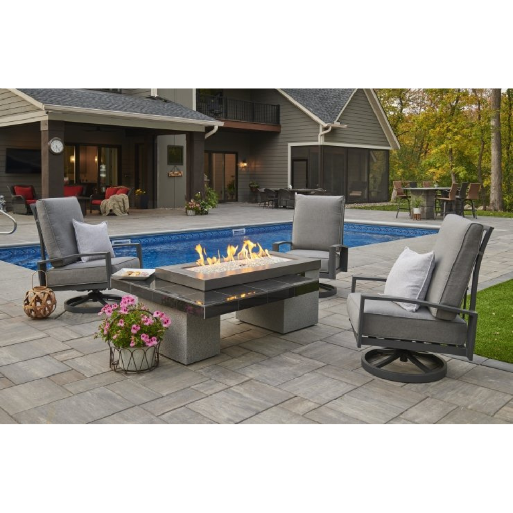 The Outdoor Greatroom Company Black Uptown Linear Gas Fire Pit Table (UPT-1242)