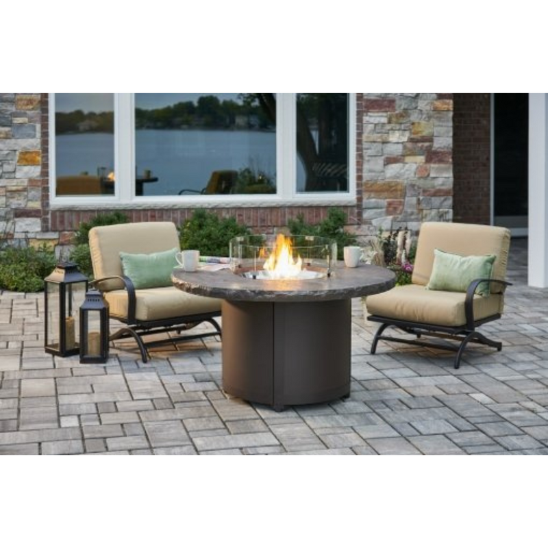 The Outdoor Greatroom Company Marbleized Noche Beacon Round Gas Fire Pit Table (BC-20-MNB)
