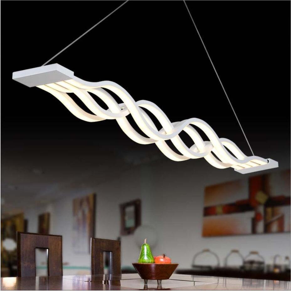 Modern LED Pendant Lights for Dining Room - Black/White Wave Design