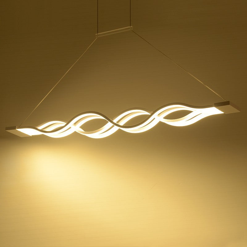 Modern LED Pendant Lights for Dining Room - Black/White Wave Design