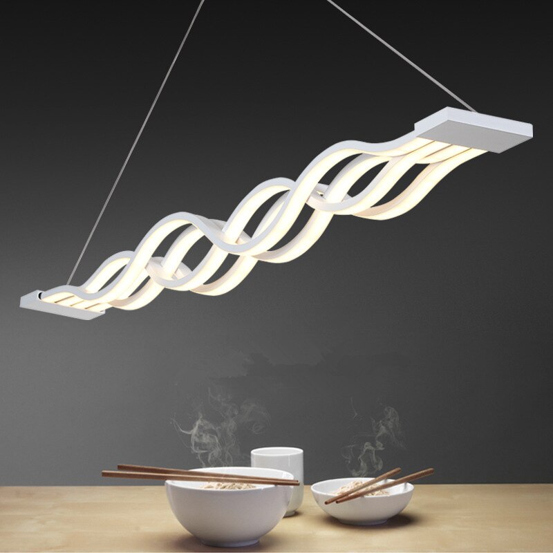 Modern LED Pendant Lights for Dining Room - Black/White Wave Design