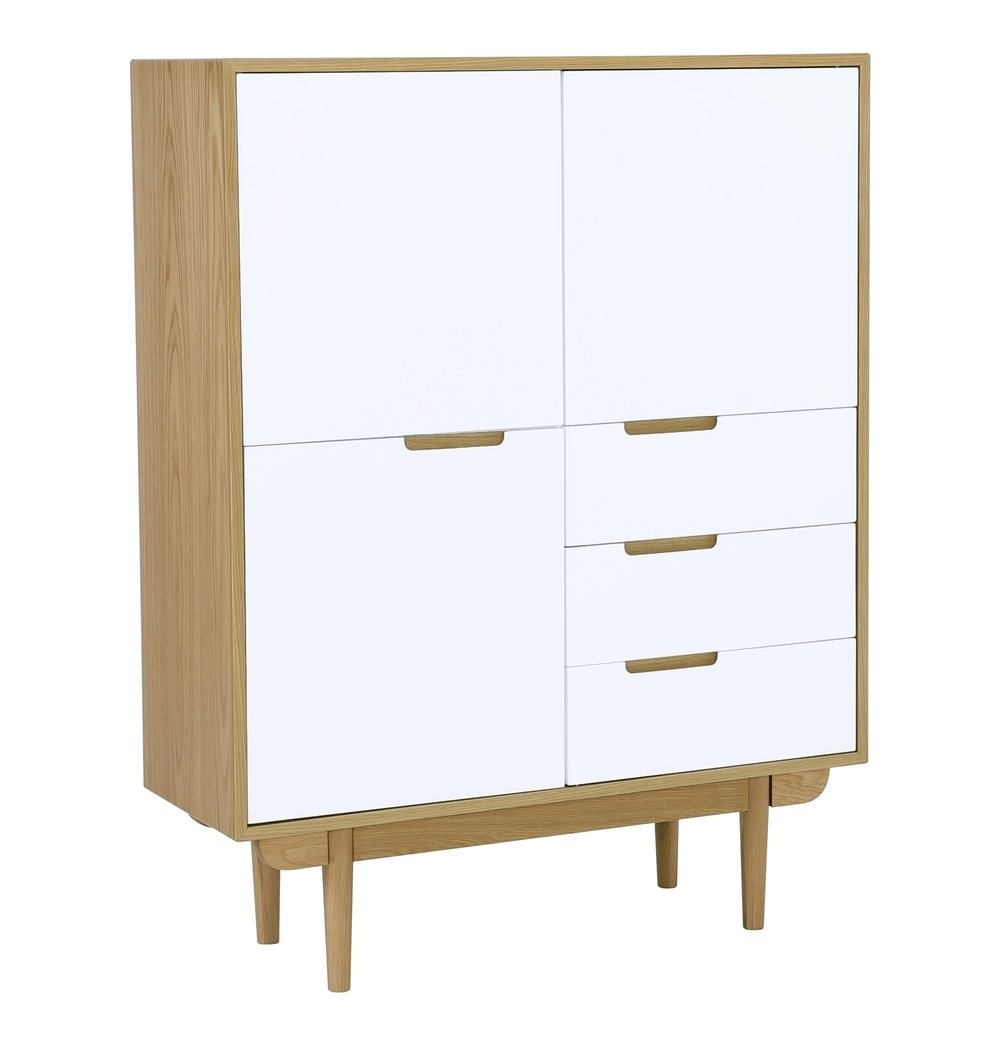 Nakula - Oak & White Tall Sideboard