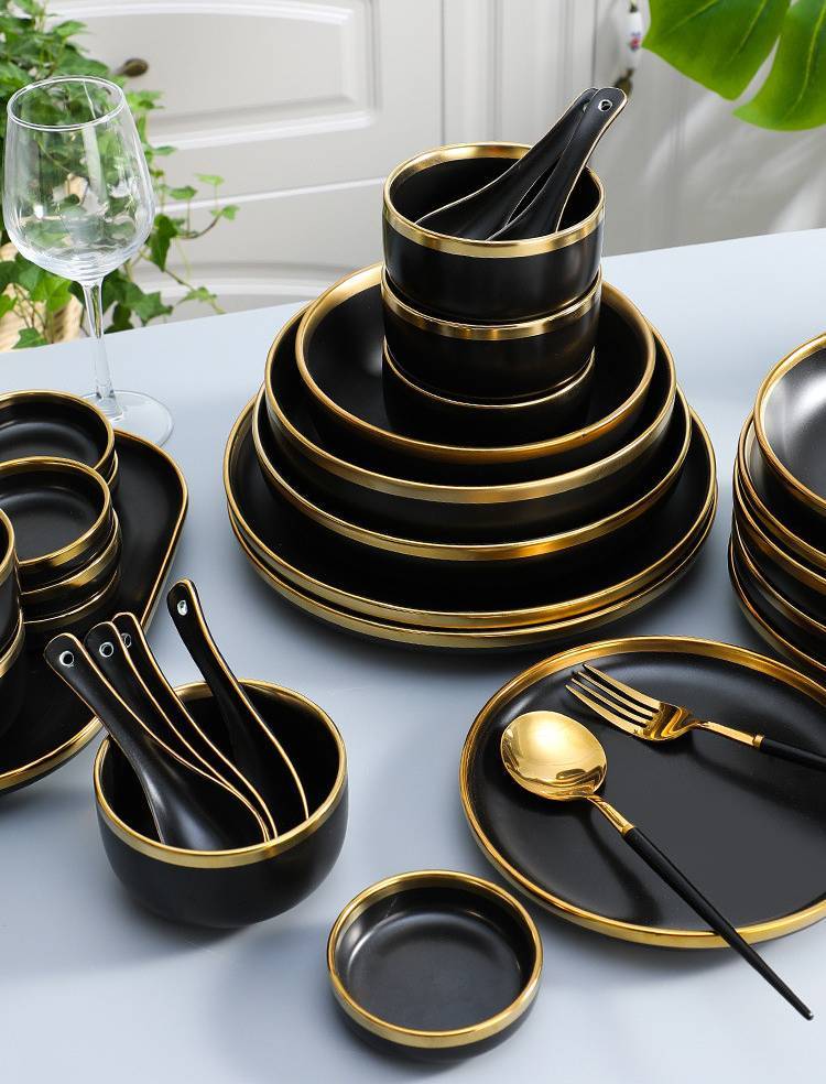 Black Ceramics Tableware Set