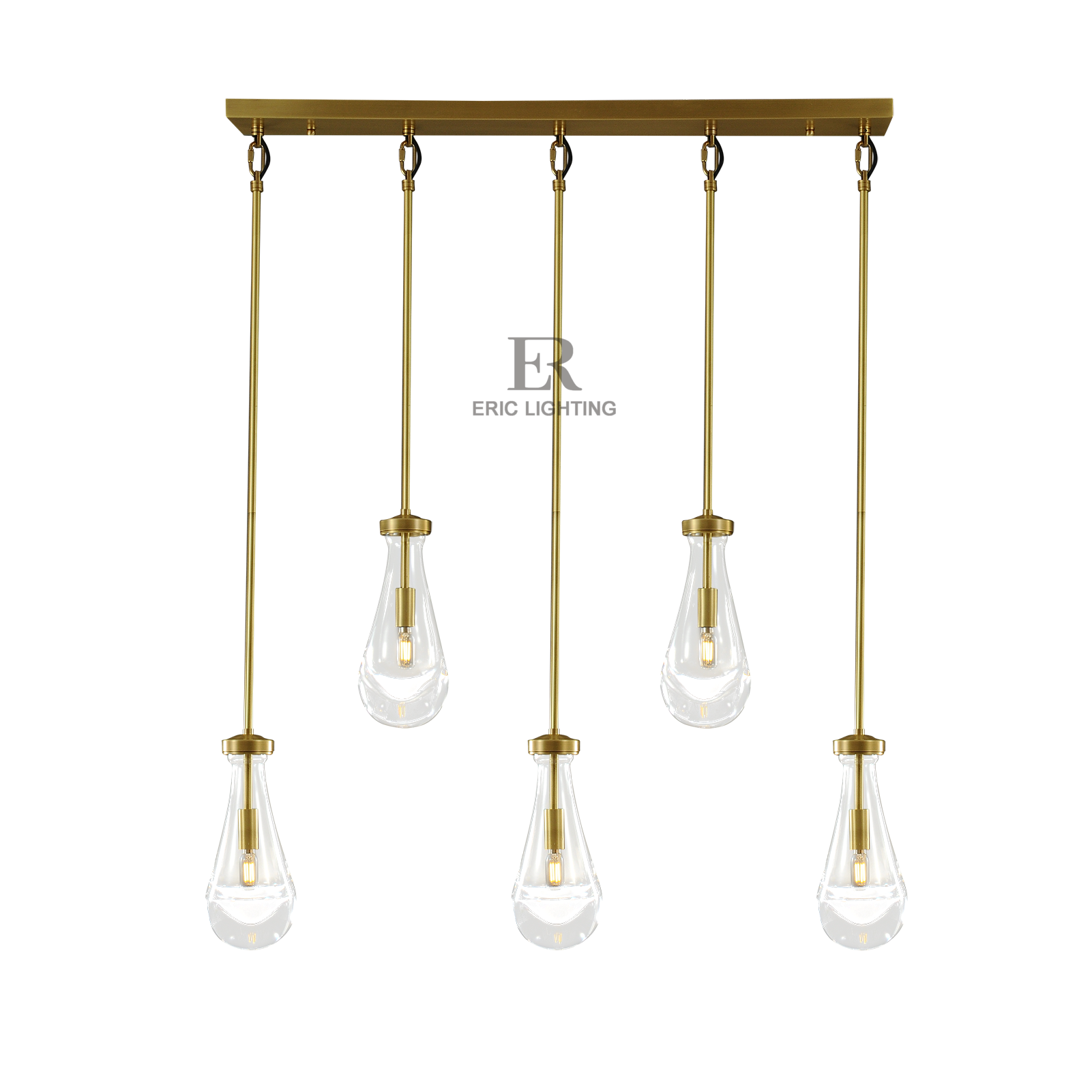 Raindrop De Linear Chandelier 5-Lights L 36"