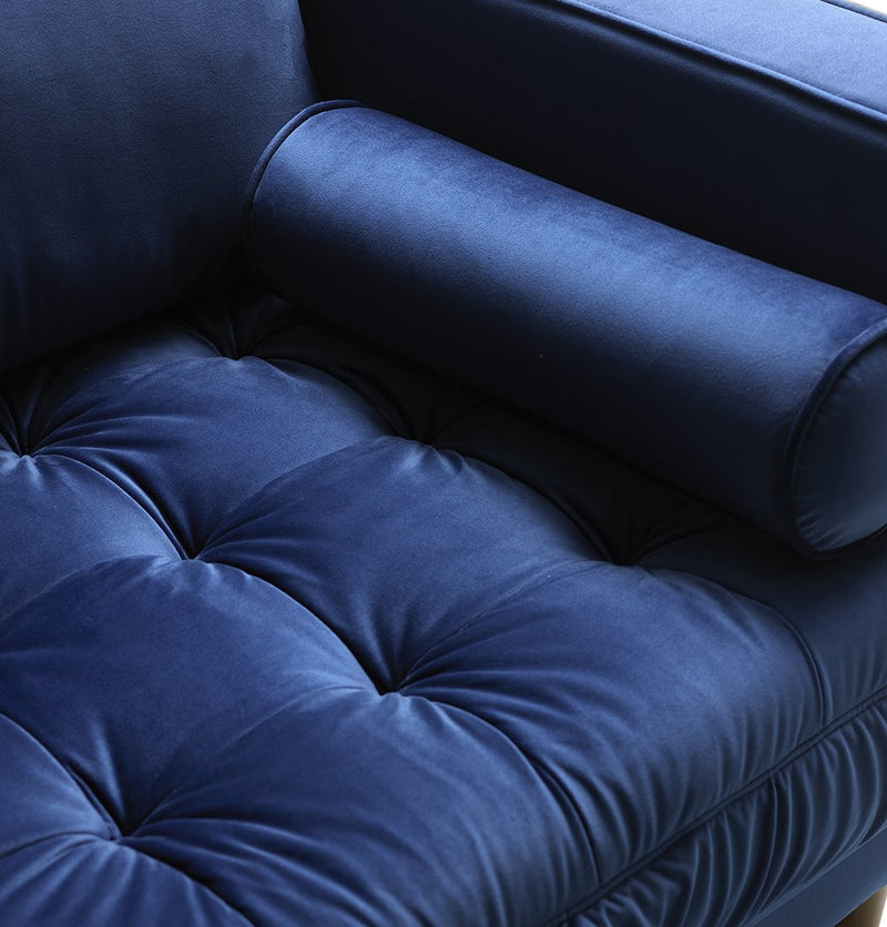 Bente - Tufted Blue Velvet Lounge Chair