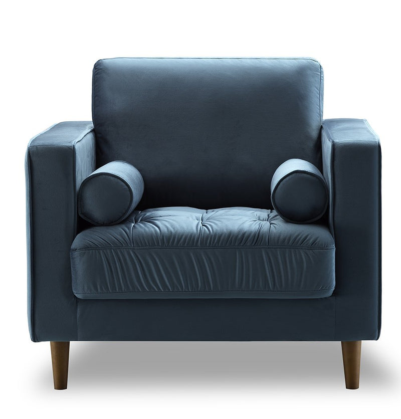 Bente - Tufted Light Blue Velvet Lounge Chair