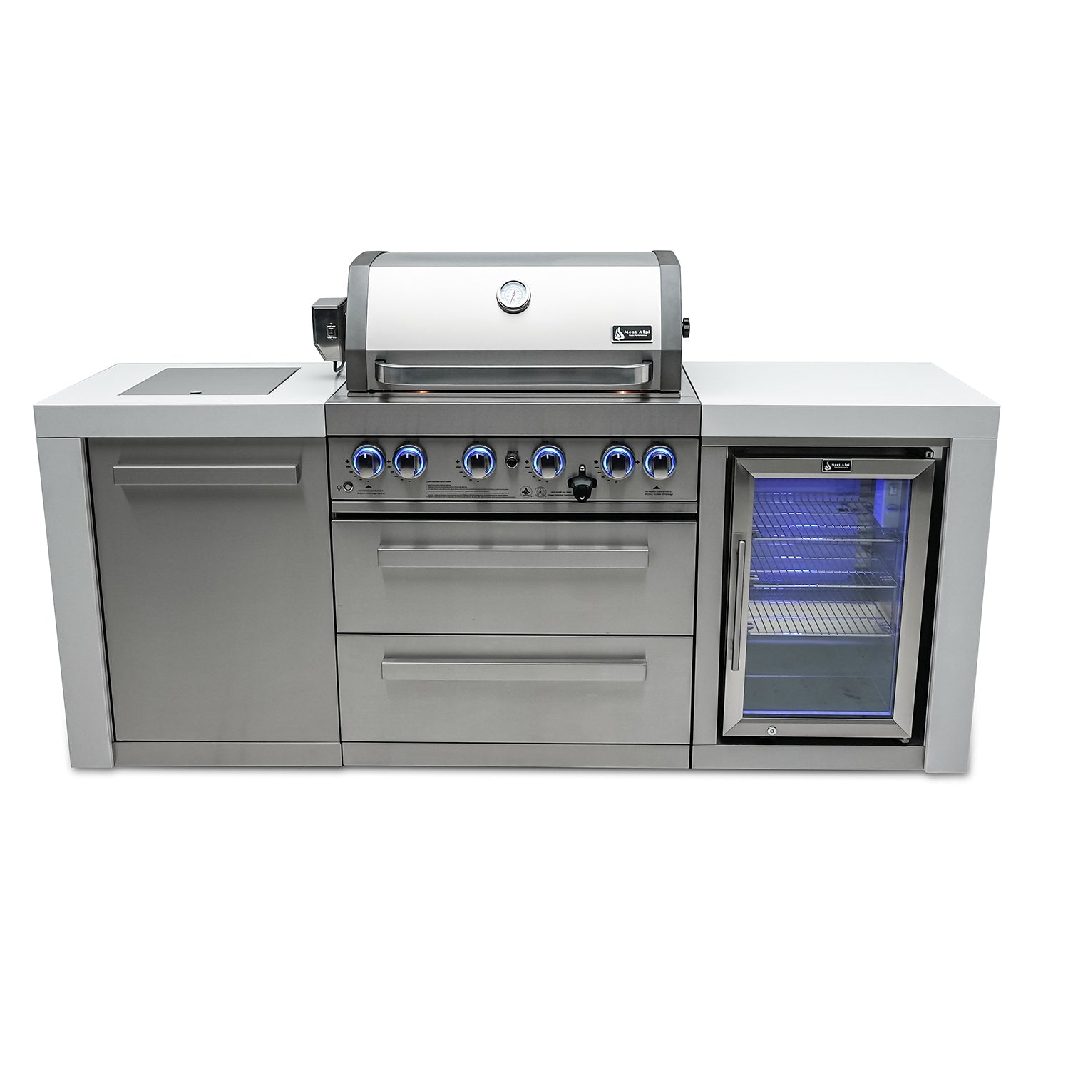 Mont Alpi 400 Deluxe BBQ Grill Island with Fridge Cabinet - MAi400-DFC