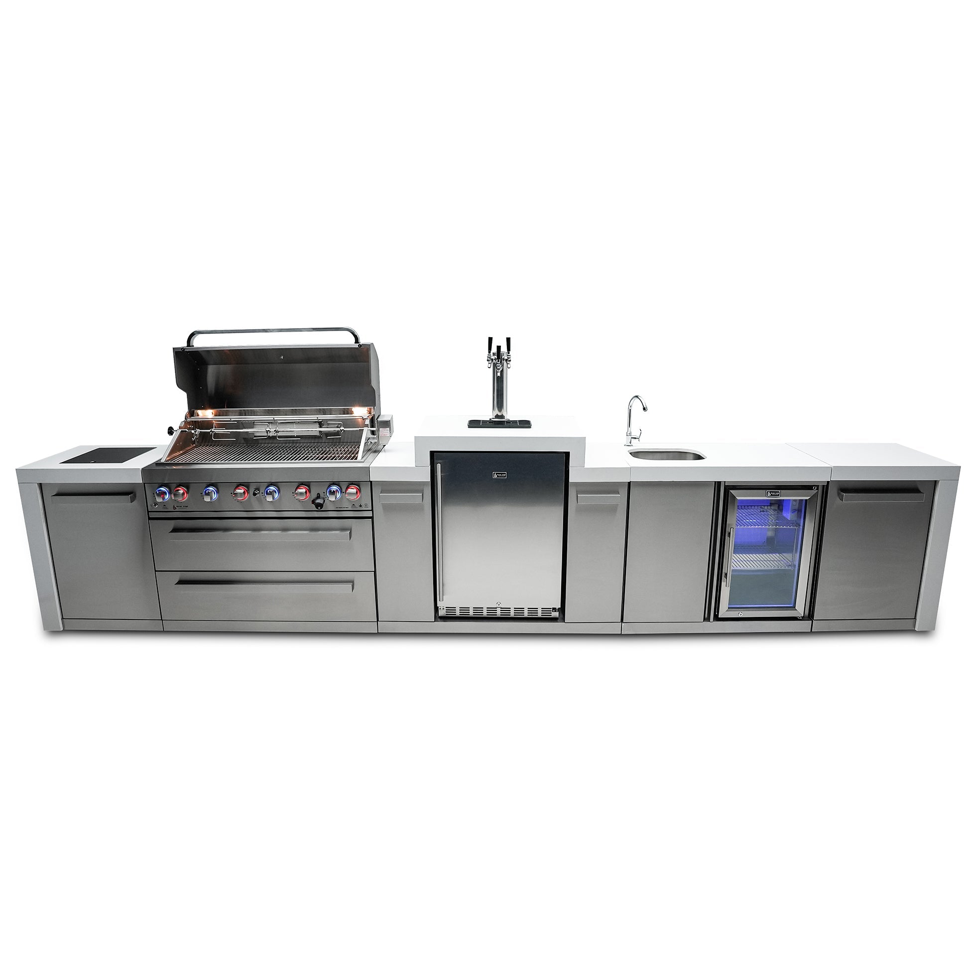 Mont Alpi 805 Deluxe BBQ Grill Island with Kegerator & Beverage Center - MAi805-DKEGBEV