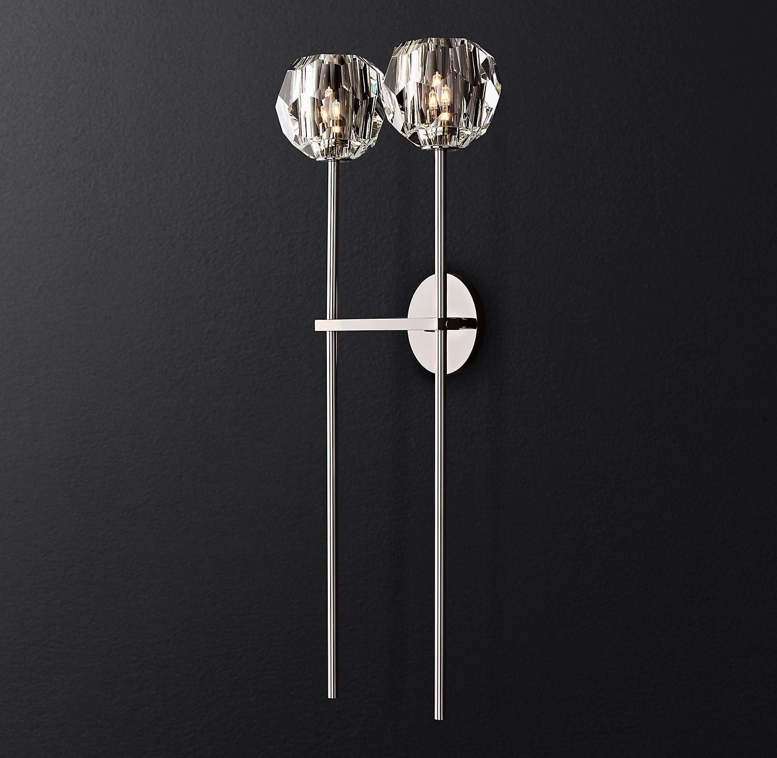 Bille De Clear Crystal Double Ball Wall Sconce 28"H