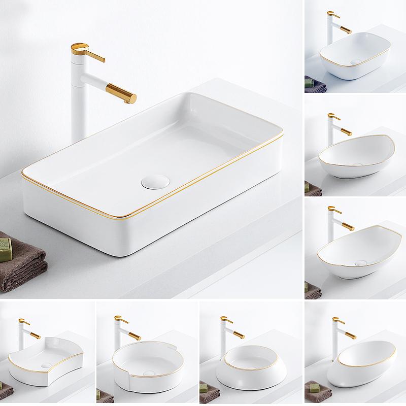 Deon - Ceramic Countertop Bathroom Sink with Pull Out Faucet