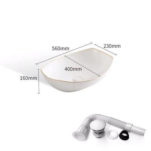 Deon - Ceramic Countertop Bathroom Sink with Pull Out Faucet