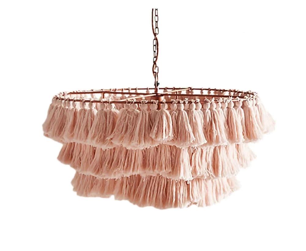 Pink Tassel Boho Chandelier