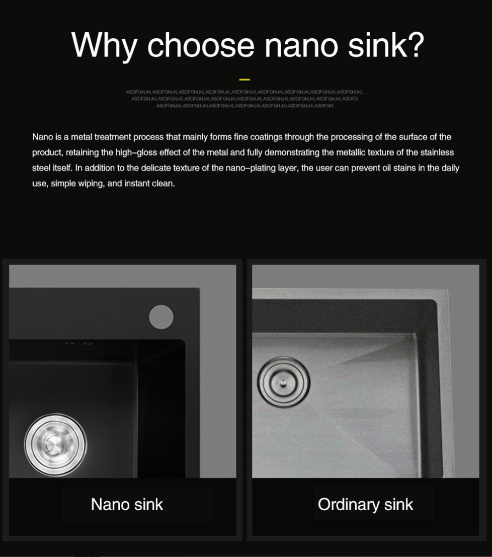 Ari - Black Nano Antibacterial Stainless Steel Double Bowl Kitchen Sink