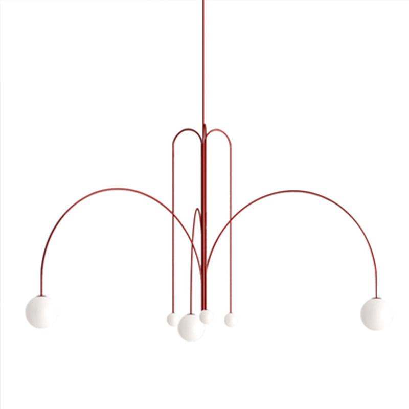 Italian Led Iron Gold/Red and White Chandelier