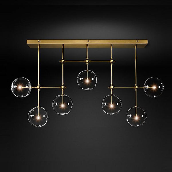 Steph Linear glass bubble lamp chandelier  black/gold