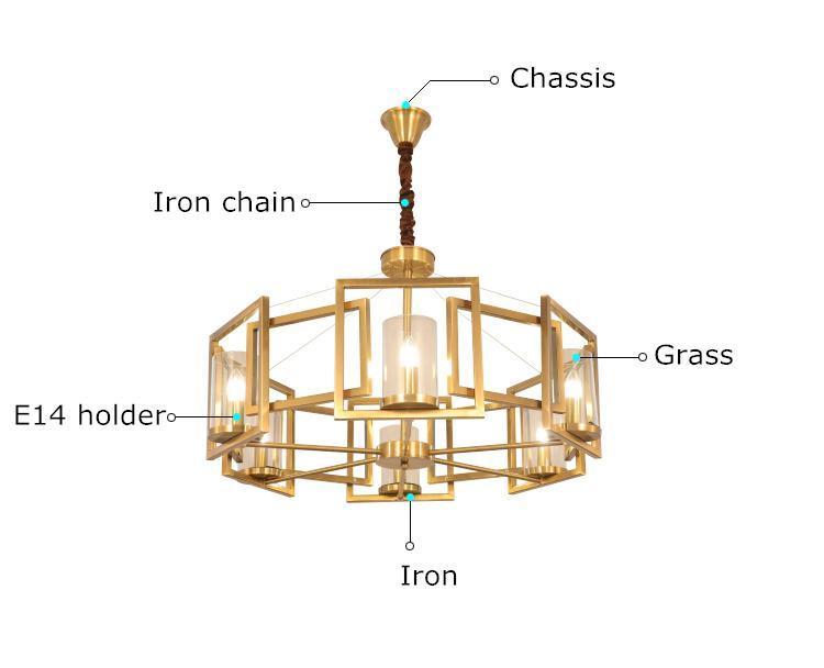 Golden Square Assembled Chandelier