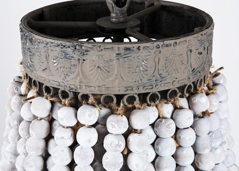 Metis - Vintage Wooden Beaded Round Chandelier