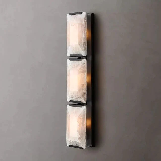 Heson Translucent Modern Calcite Triple Wall Sconce