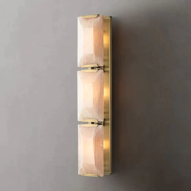 Heson Translucent Modern Calcite Triple Wall Sconce