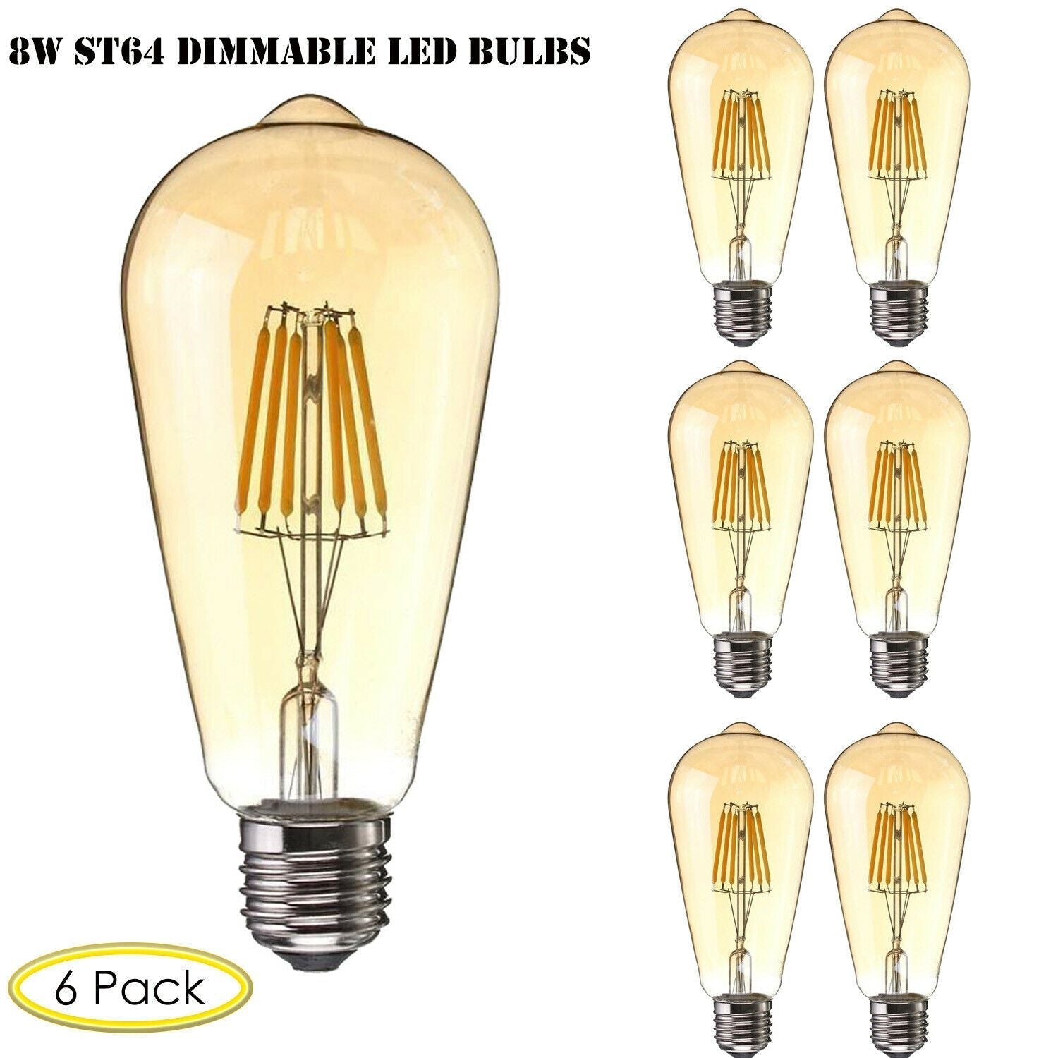 6 Pack E27 Vintage Industrial LED Bulb