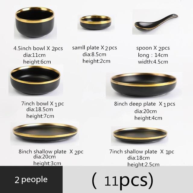 Black Ceramics Tableware Set