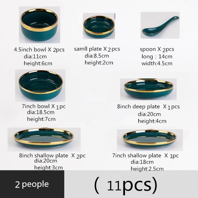 Green Ceramics Tableware Set