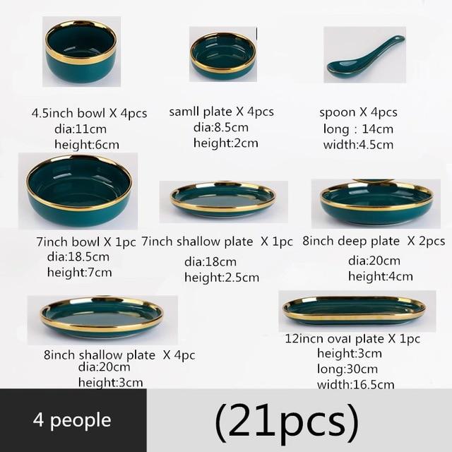 Green Ceramics Tableware Set