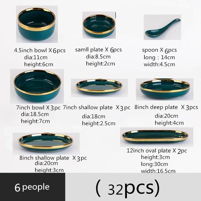 Green Ceramics Tableware Set