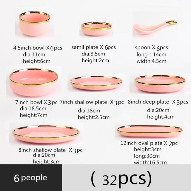 Pink Ceramics Tableware Set